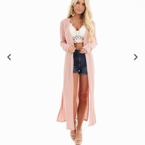 Umgee long peachy, pink duster. Small. NWT.